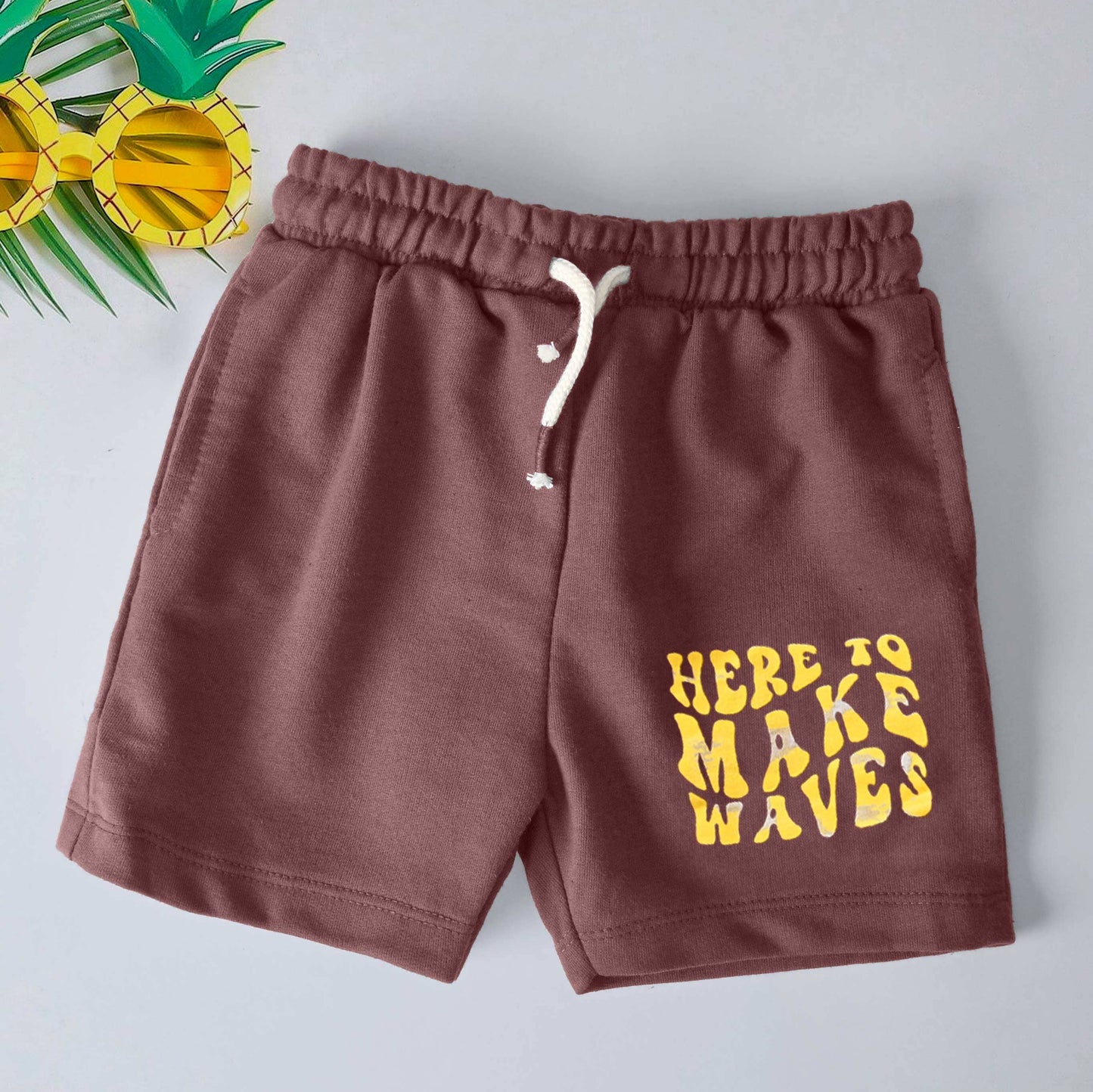 Tiny Teen Baby Kid's Here To Make Waves Printed Shorts Kid's Shorts SNR Plum 6-9 Months 