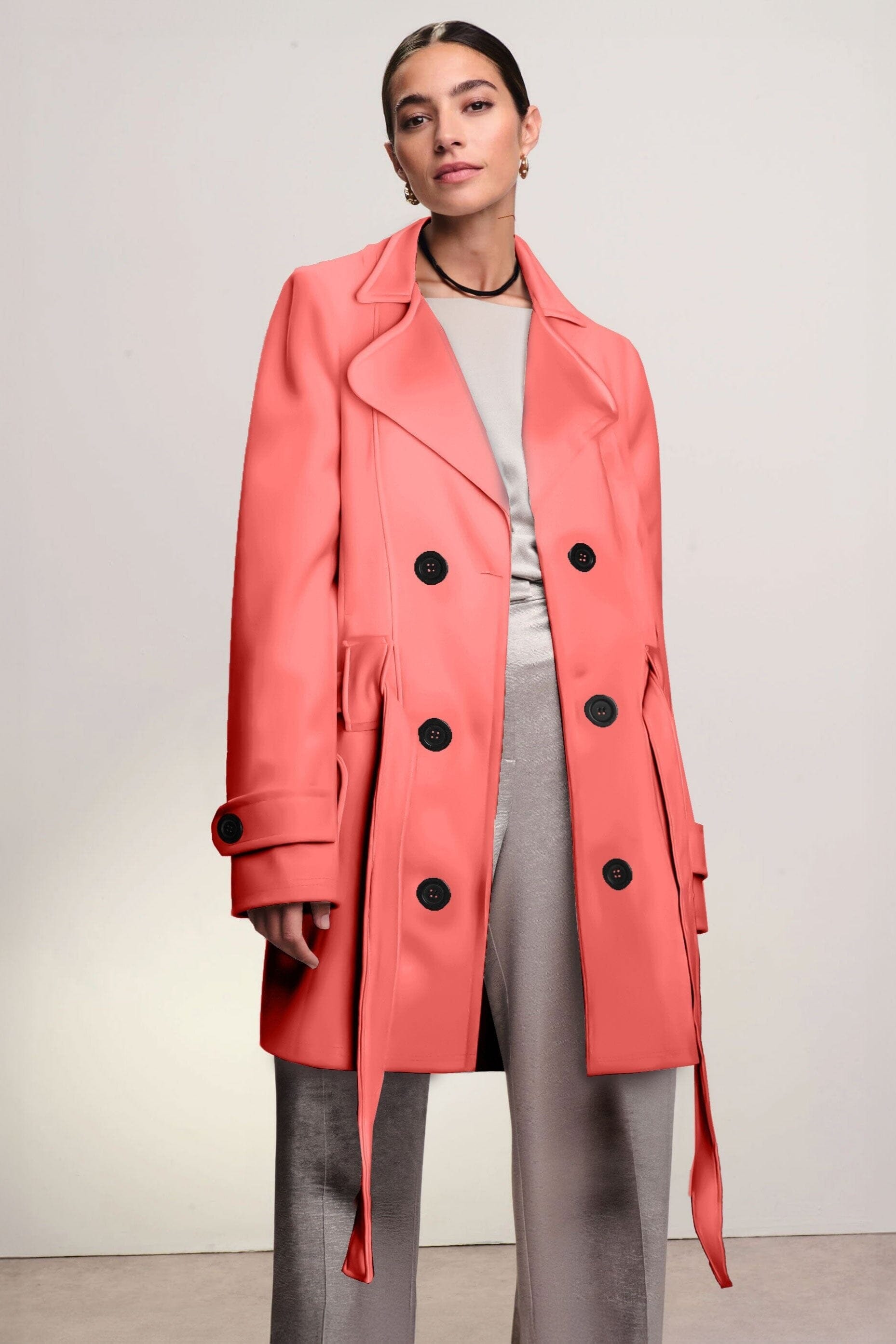 Fleece trench coat women's sale