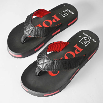 Polo Republica Men's Strider Ultra-Light Soft Flip Flops Slippers Men's Shoes Hamza Traders Black & Red EUR 40 