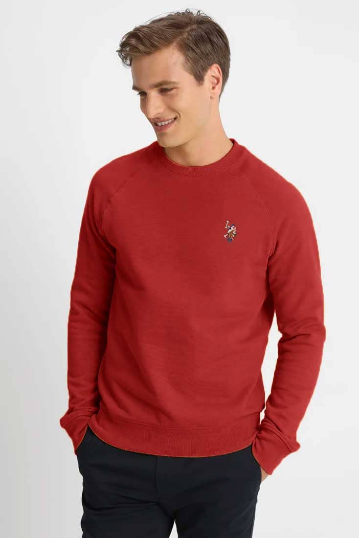 USPA Men's Raglan Logo Embroidered Fleece Sweat Shirt Men's Sweat Shirt Fiza 