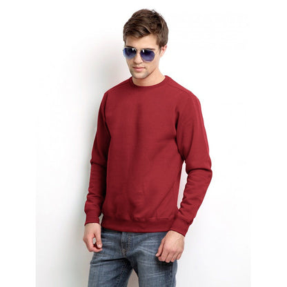 Men's Solid Design Classic Fleece Sweat Shirt Men's Sweat Shirt Image Red XS 