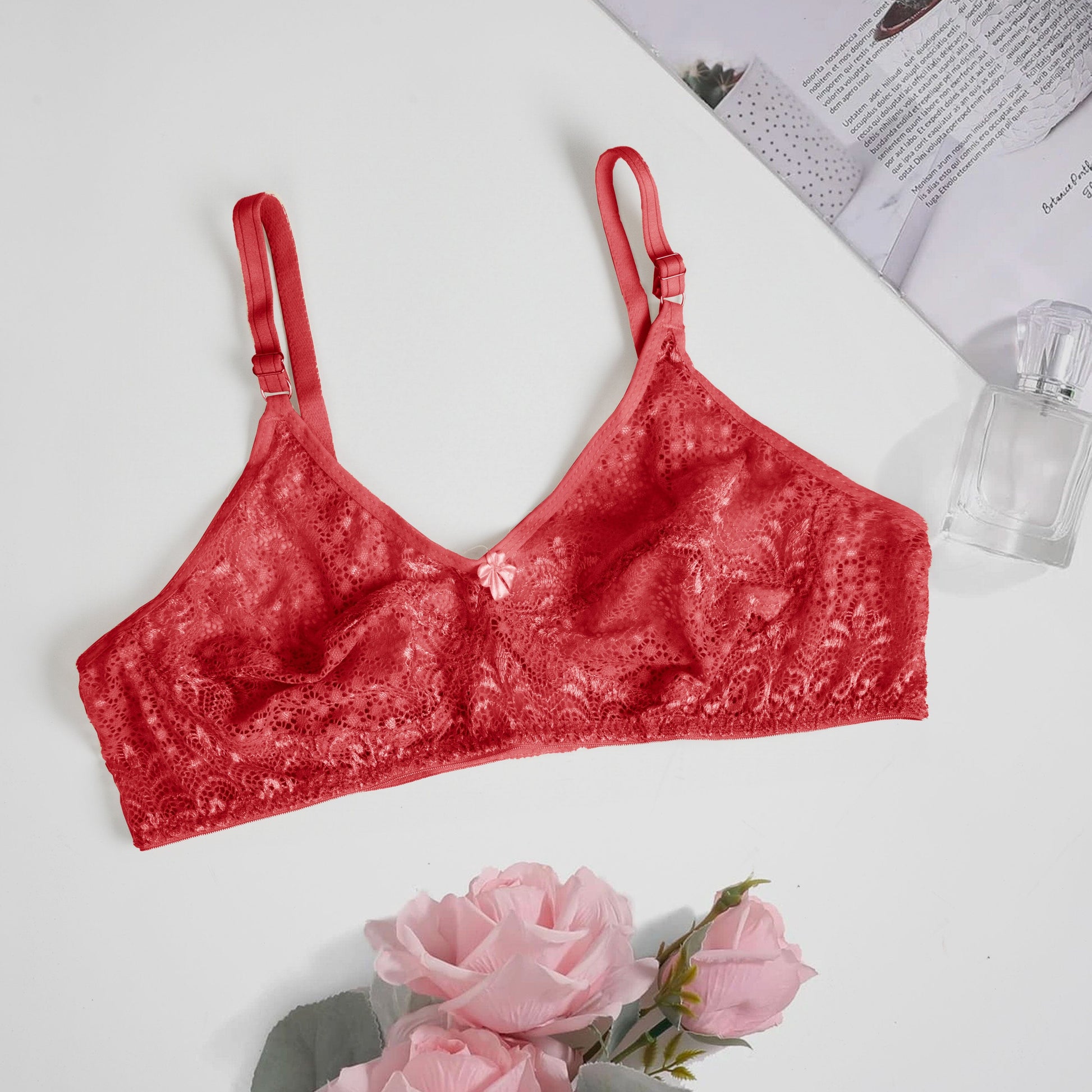 Women's Lommel Design Classic Net Bra Women's Lingerie CPUS Red 32 