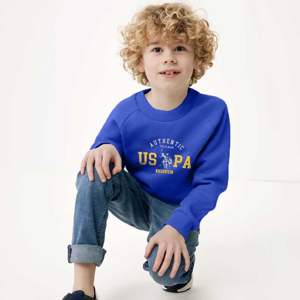 USPA Kid's Authentic Printed Raglan Sleeve Fleece Sweat Shirt Kid's Sweat Shirt Fiza Blue (XS) 2-3 Years 