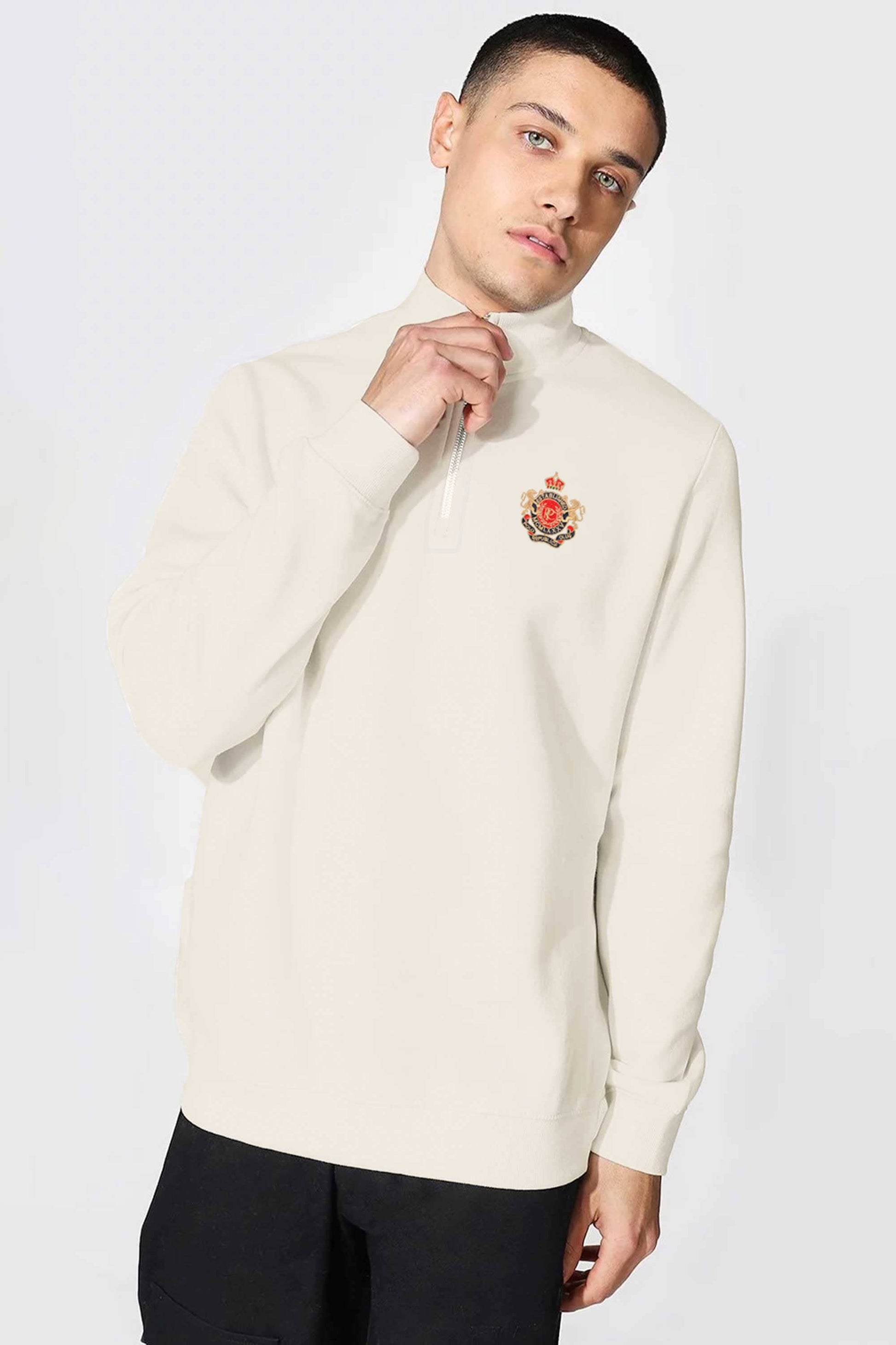 Polo Republica Men's Quarter Zipper Lion Crest Embroidered Terry Sweat Shirt Men's Sweat Shirt Polo Republica 