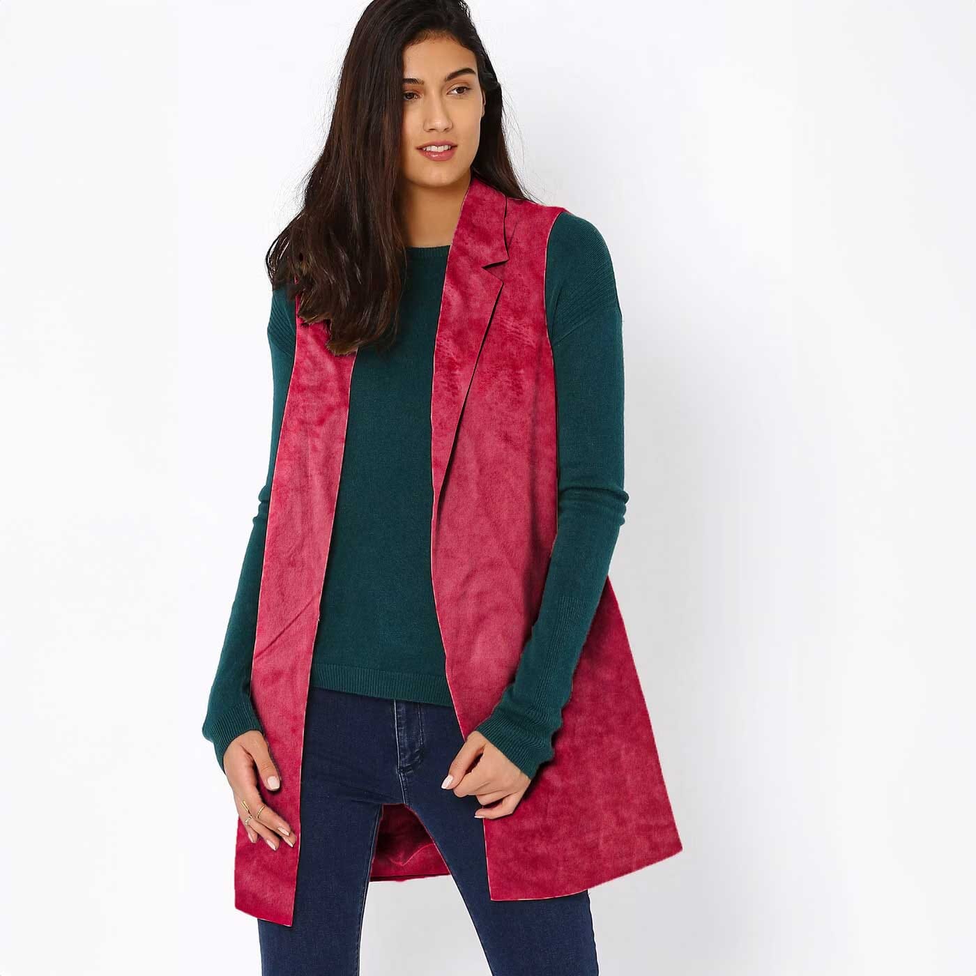 East west Women's Sleeveless Blazer Women's Jacket East West Maroon S 