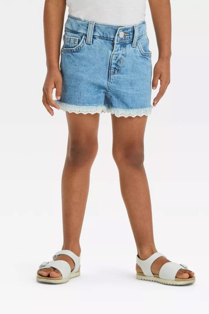 C&J Girl's Lace Bottom Denim Shorts Girl's Shorts HAS Apparel 