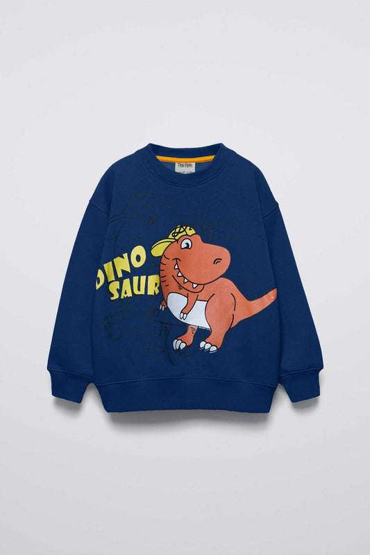 Tiny Teen Kid's Dinosaur Printed Sweat Shirt Kid's Sweat Shirt Salman Rahim Navy 6-9 Months 