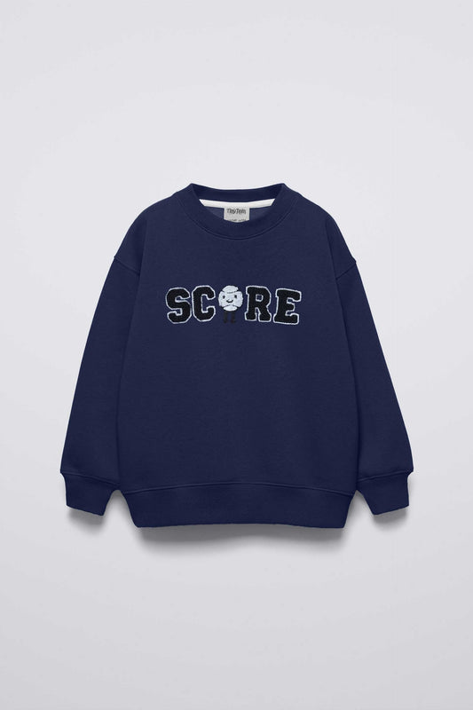 Tiny Teen Kid's Score Applique Fleece Sweat Shirt Kid's Sweat Shirt Salman Rahim Navy 6-9 Months 