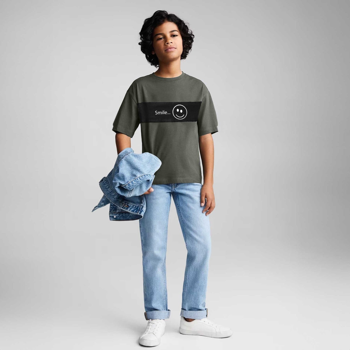 Polo Republica Kid's Contrast Panel Smile Printed Tee Shirt