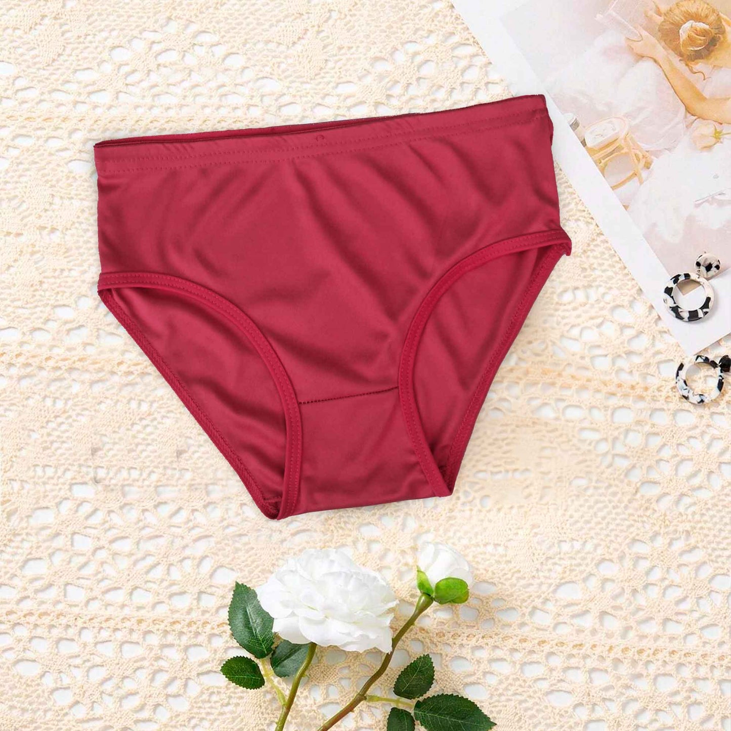 Liayana Women's/Girl's Basic Boxer Brief Women's Lingerie SRL Maroon S 