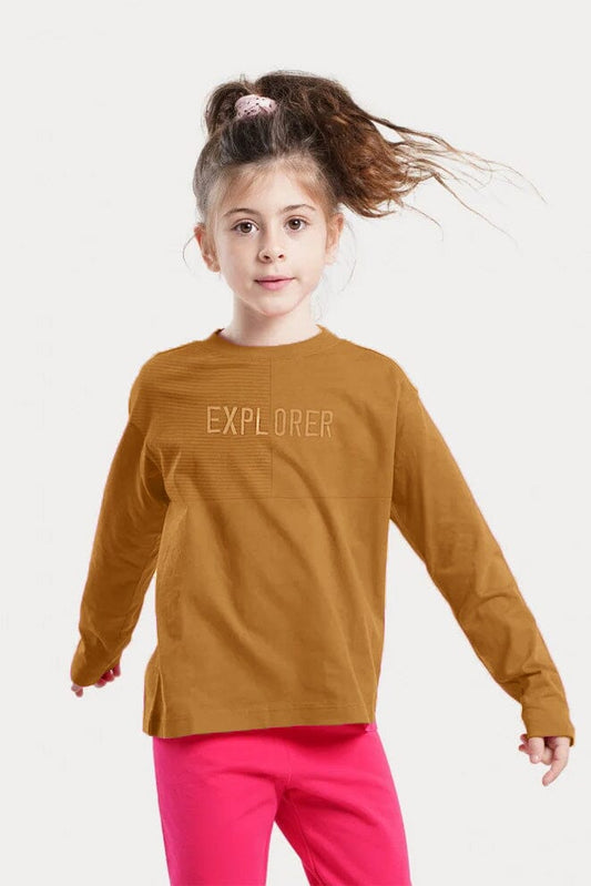 Pep&Co Girl's Explorer Embroidered Long Sleeve Tee Shirt Girl's Tee Shirt SZK 