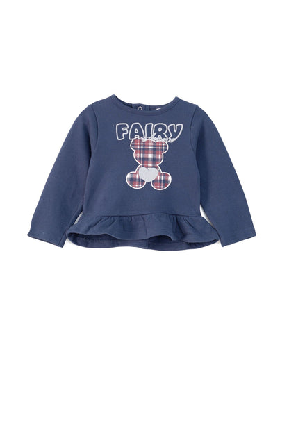 Girl's Fairy Printed Frilled Bottom Fleece Frock Girl's Frock Salman Rahim Navy 3-6 Months 