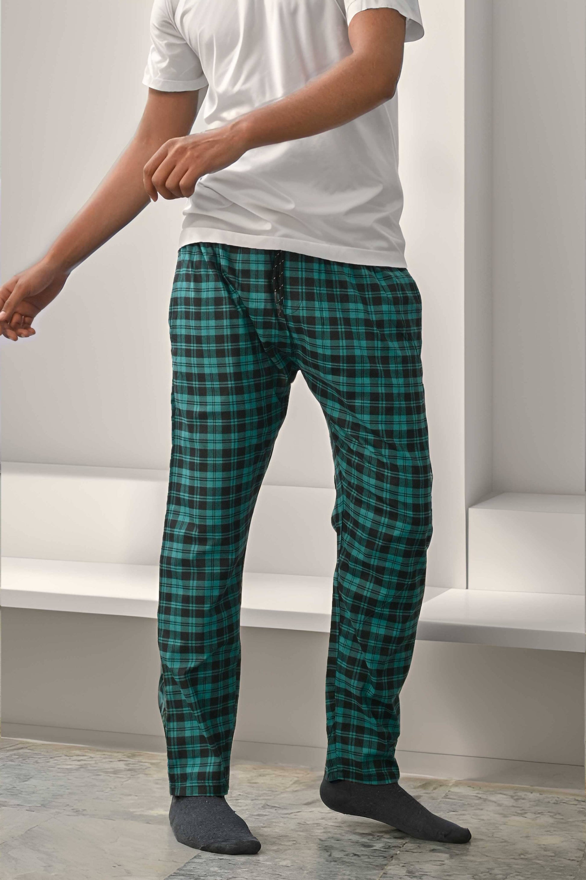 Max 21 Men's Brighton Check Design Woven Trousers Men's Trousers SZK 