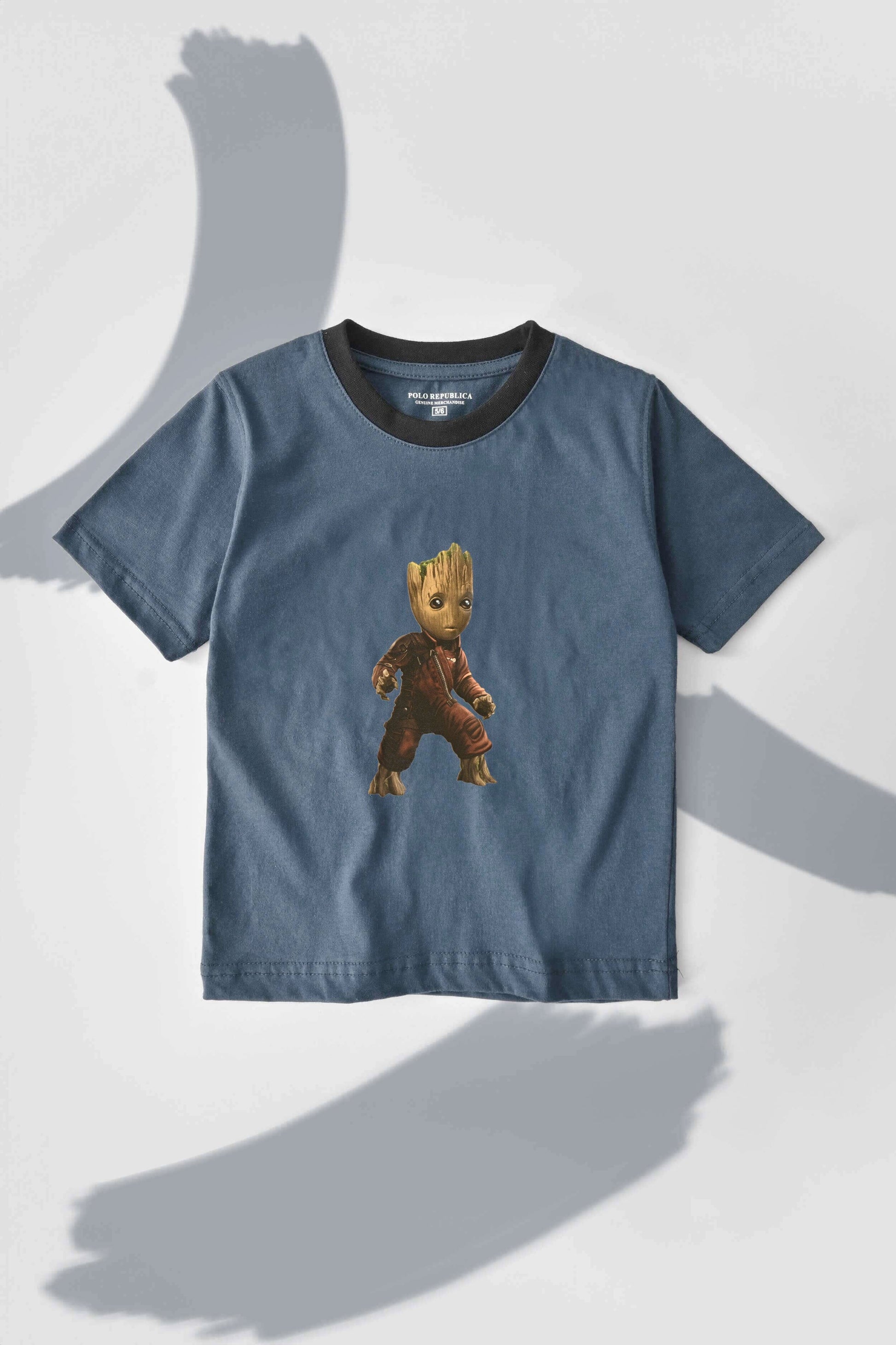 Polo Republica Kid's Superhero Groot Printed Contrast Neck Tee Shirt Kid's Tee Shirt Polo Republica 