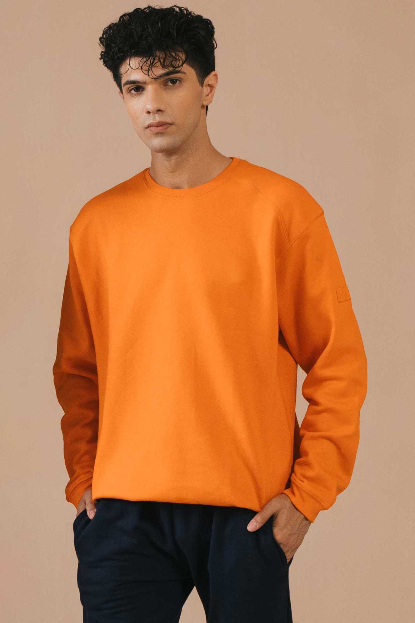 Cut Label Men's Drop-Tail Fleece Sweatshirt Men's Sweat Shirt Fiza International Co. Orange XS 