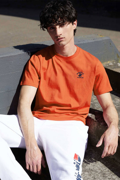 Beverly Hills Men's Polo Club Embroidered Crew Neck Minor Fault Tee Shirt Men's Tee Shirt HAS Apparel Orange S 