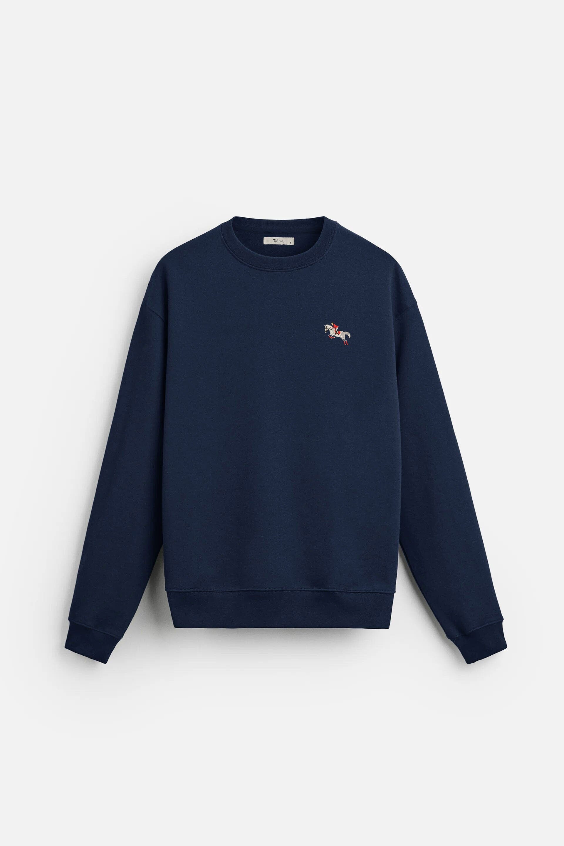 Tuman Men's Horse Embroidered Fleece Sweat Shirt Men's Sweat Shirt Polo Republica Navy S 