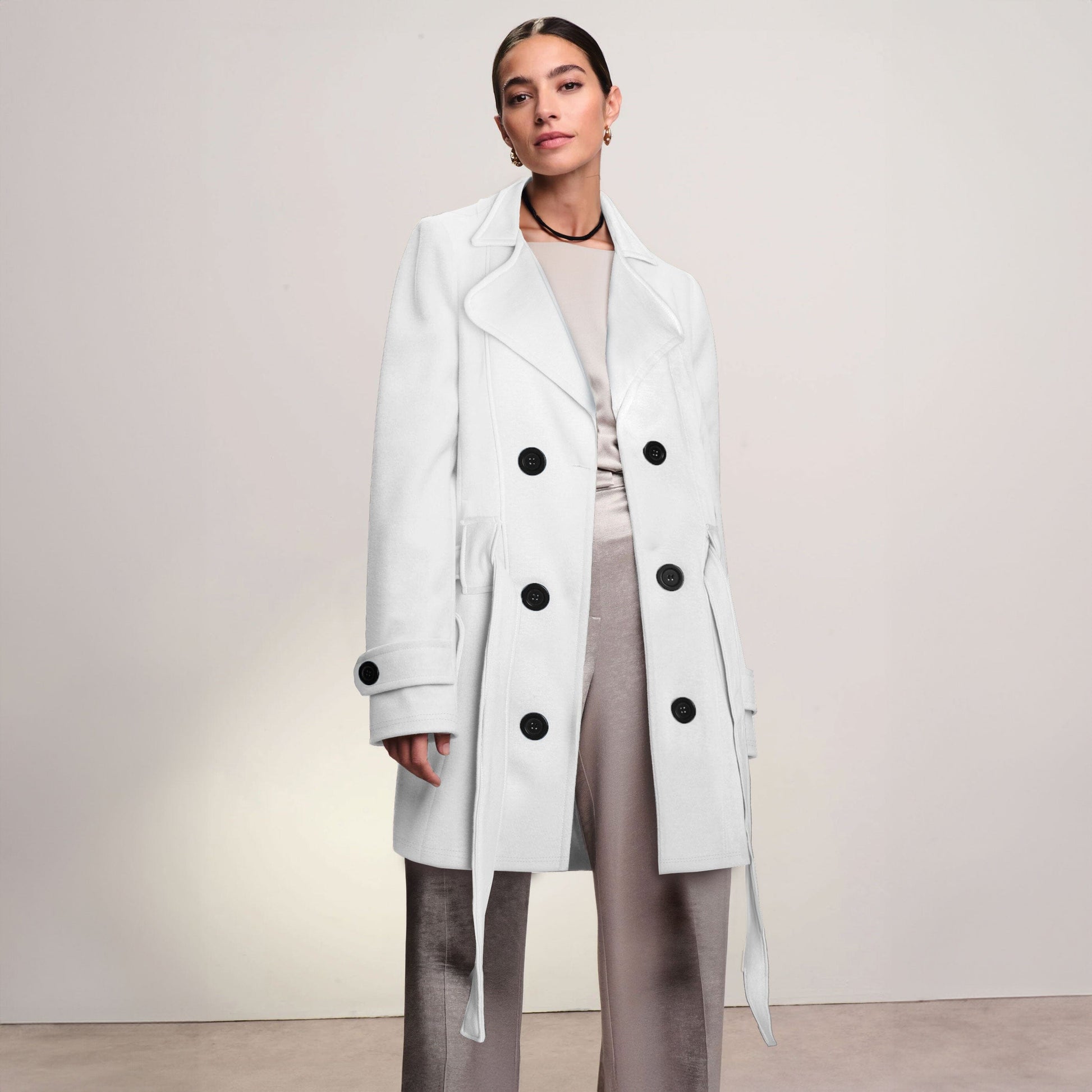 Rising Women's Fleece Trench Coat Women's Jacket Rooshani Enterprises White S 