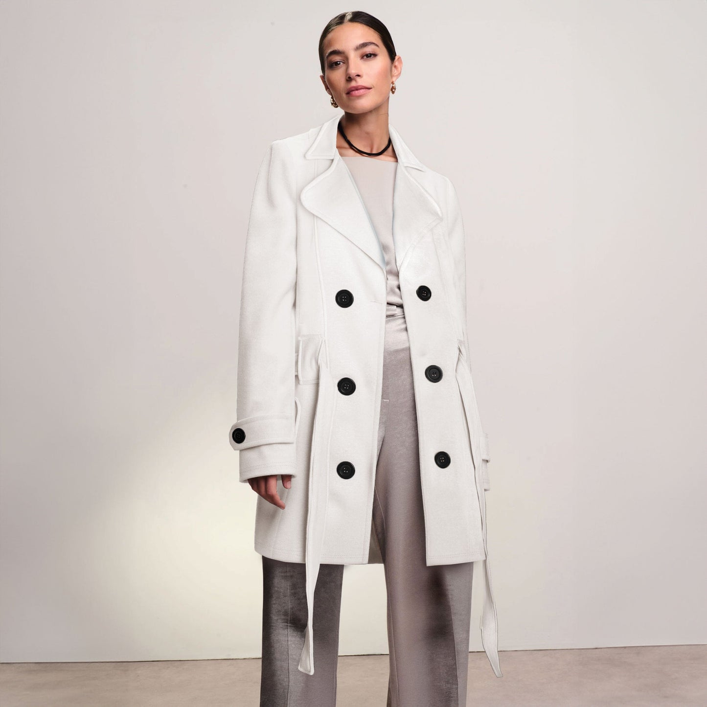 Rising Women's Fleece Trench Coat Women's Jacket Rooshani Enterprises Off White S 