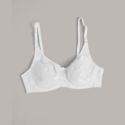 Elaf Women's Floral Design Padded Wired Bra Women's Lingerie CPUS White 32 