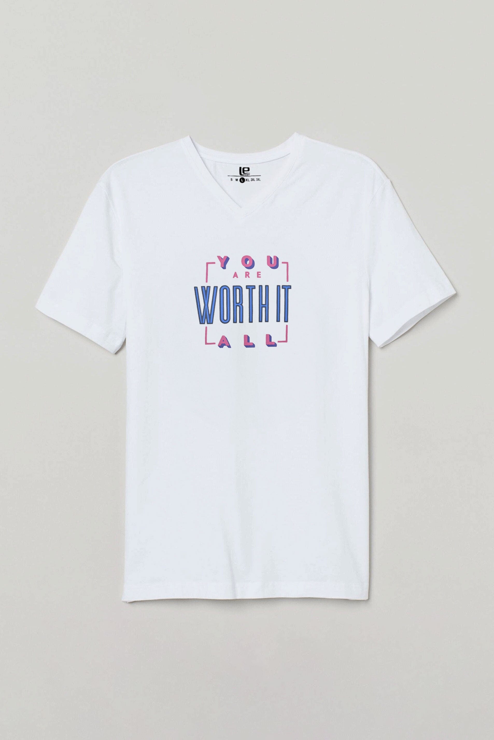 LE Men's CEO Worth It Printed V-Neck Short Sleeve Tee Shirt Men's Tee Shirt Image 