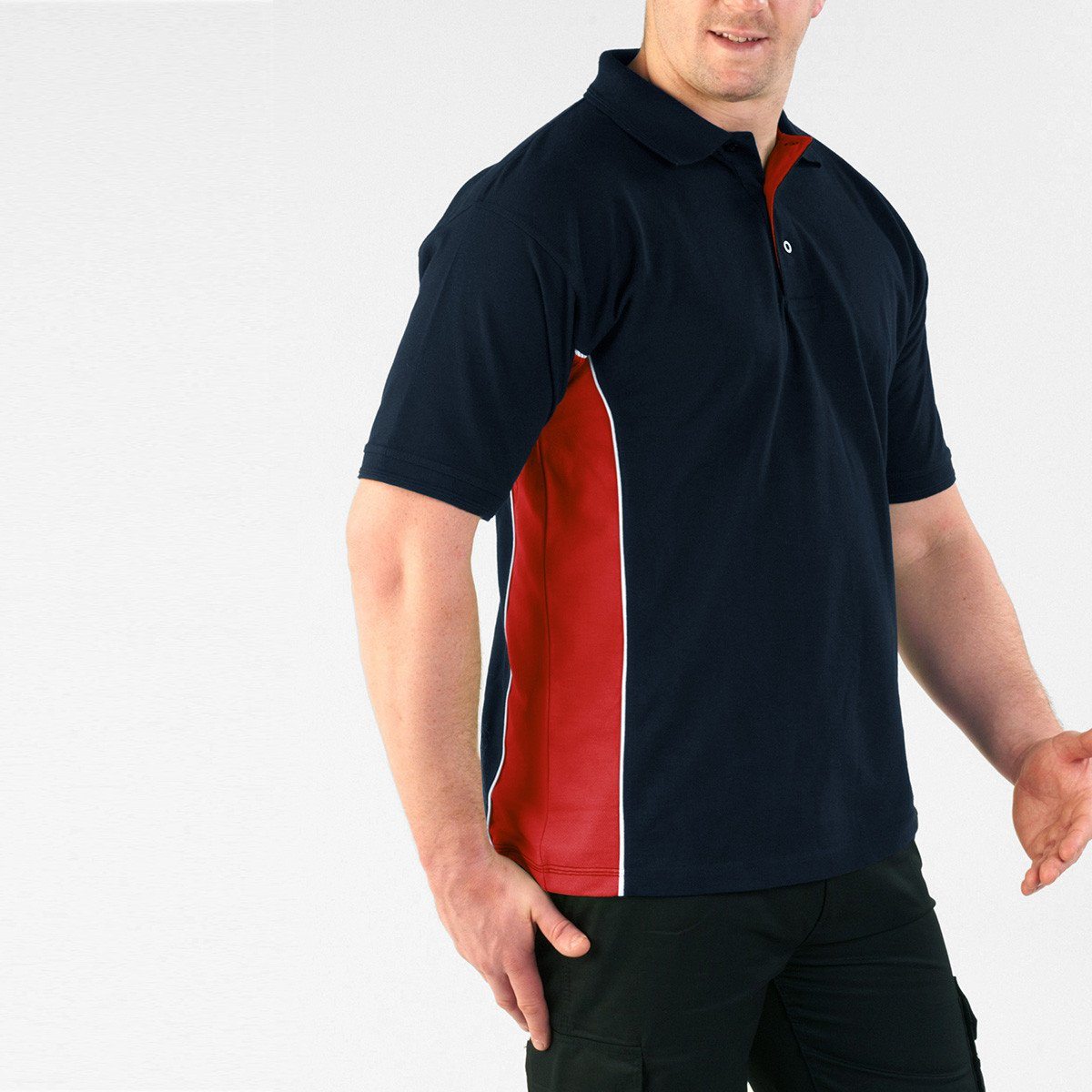 Silver Stone B Quality Polo Shirt B Quality Image Navy Red M