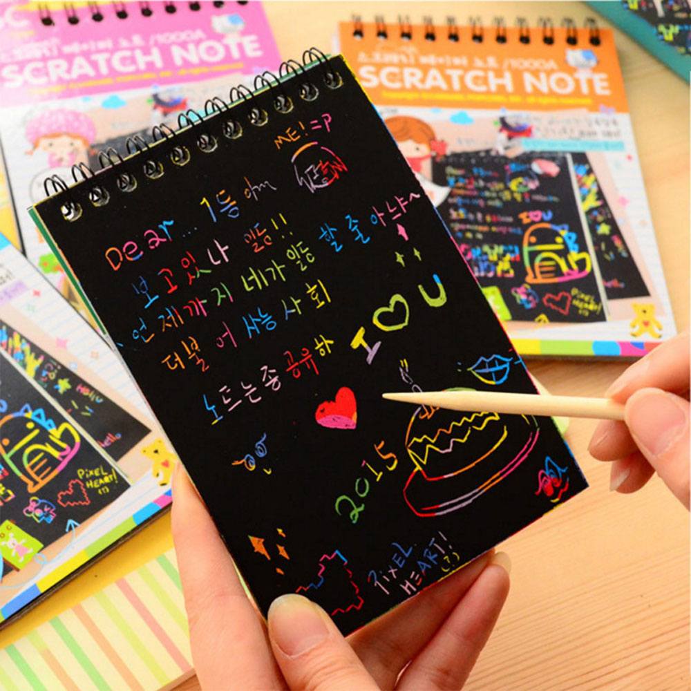 Kid's Mini Scratch Paper Note Book With Stick Book RAM 