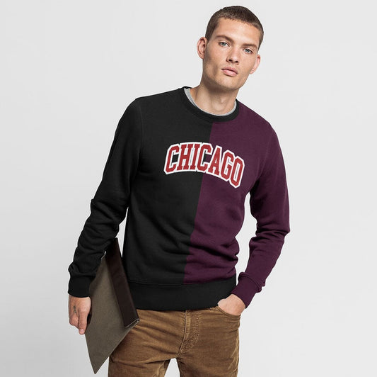 Polo Republica Men's Chicago Printed Panel Design Terry Sweat Shirt Men's Sweat Shirt Polo Republica 