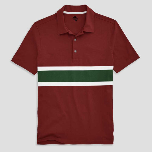 Poler Men's Marseille Contrast Polo Shirt Men's Polo Shirt IBT Maroon & Green S 