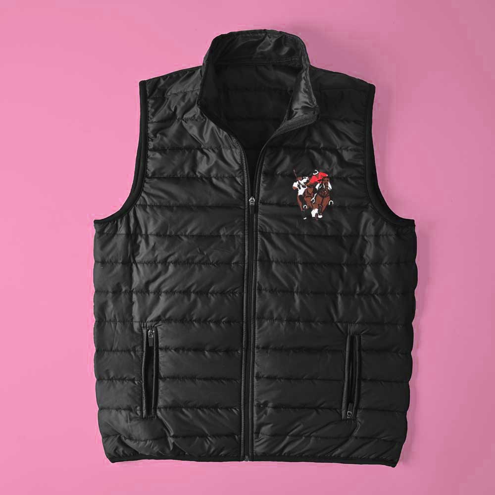 Men's Double Pony Embroidered Body Warmer Gilet Men's Gilet IBT Black S 