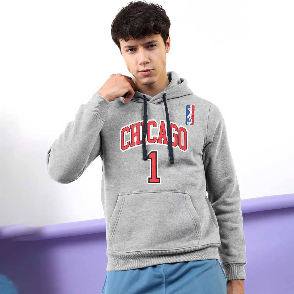 Polo Republica Men's NBA Chicago Printed Fleece Pullover Hoodie Men's Pullover Hoodie Polo Republica 