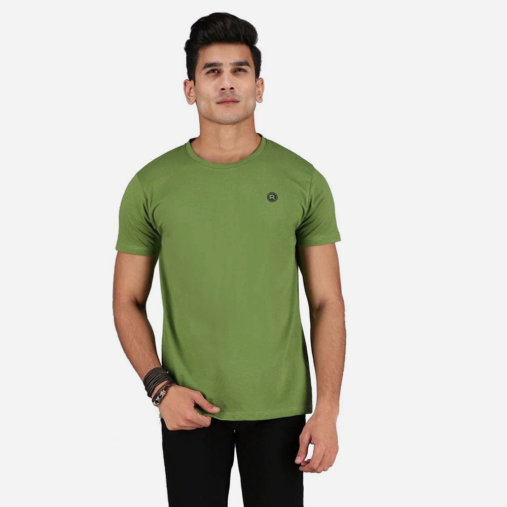 Rivvet Men's R Printed Crew Neck Tee Shirt Men's Tee Shirt RTJ Olive Green S 