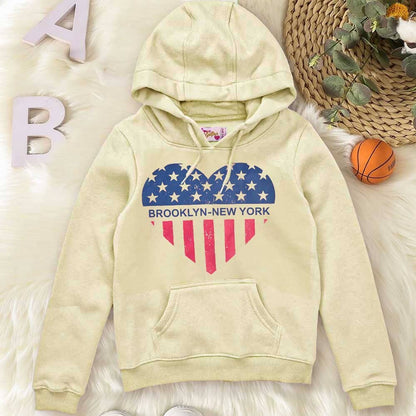 Girl's Heart Brooklyn Printed Pullover Hoodie Girl's Pullover Hoodie LFS Cream 7-8 Years 