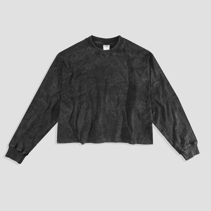 Women's Zimmar Tie And Dye Oversized Crop Top Shirt Women's Sweat Shirt LFA Black S 