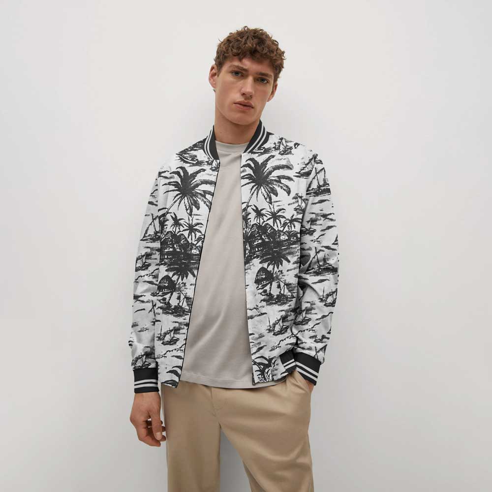 Men's Palm Tree Printed Bomber Jacket Men's Jacket First Choice 