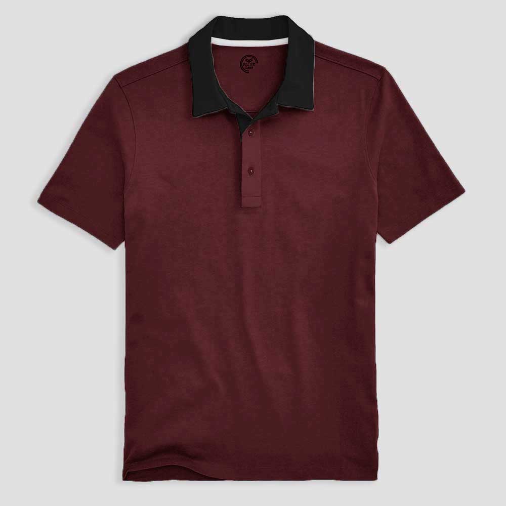 Poler Men's Huelva Contrast Colour Collar Polo Shirt Men's Polo Shirt IBT Maroon S 