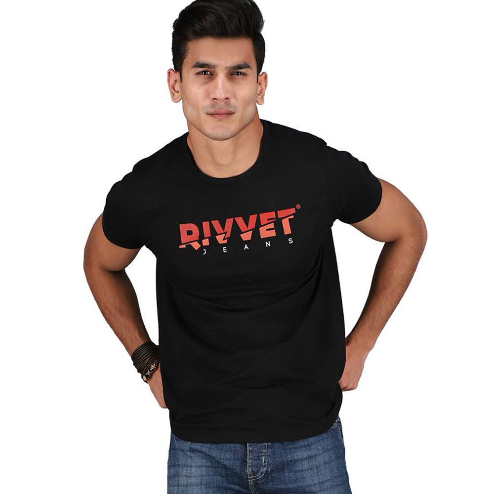 Rivvet Men's Logo Printed Crew Neck Tee Shirt Men's Tee Shirt RTJ 