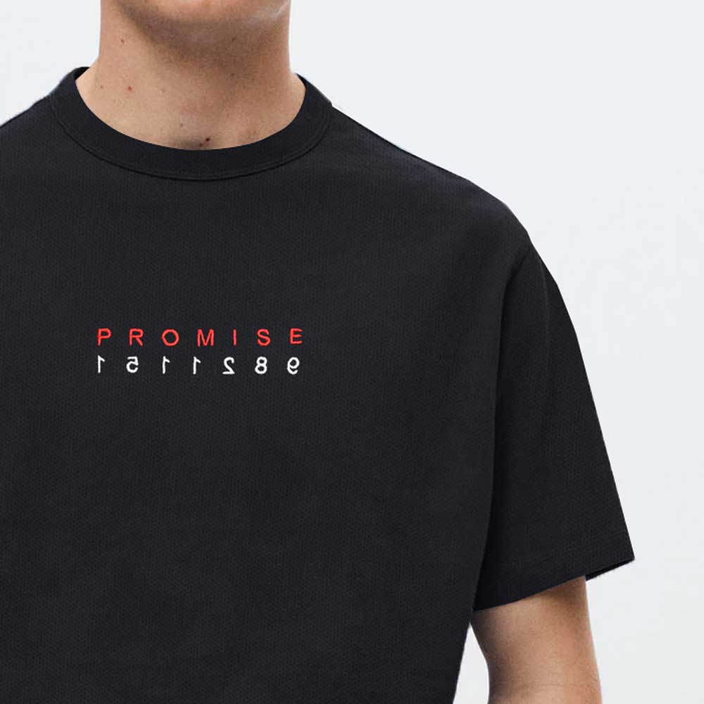 H M Promise Embroidered Crew Neck Tee Shirt