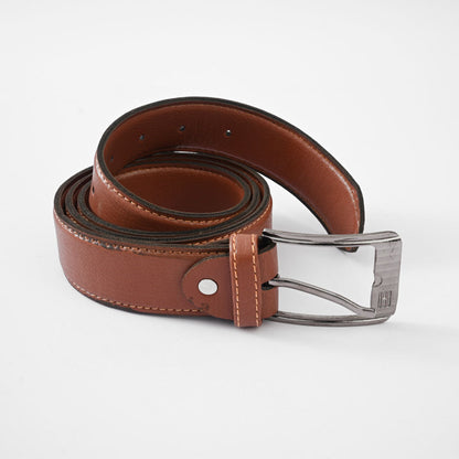 Men's Toulouse Buckle Design Double Sided PU Leather Belt Men's Belt SNAN Traders Brown 30-32 