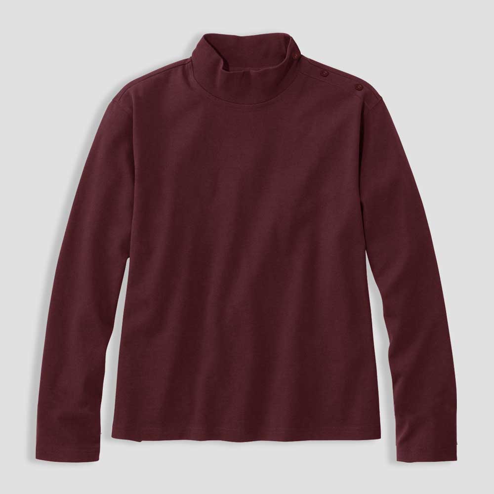 Polo Republica Cozy Elegance Turtle Neck Terry Shirt Burgundy XS 