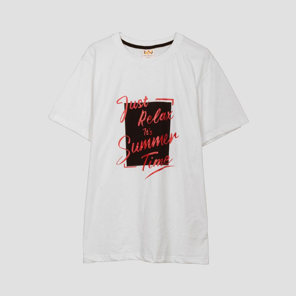 RichMan Just Relax Its Summer Time Printed Tee Shirt Men's Tee Shirt ASE White S 