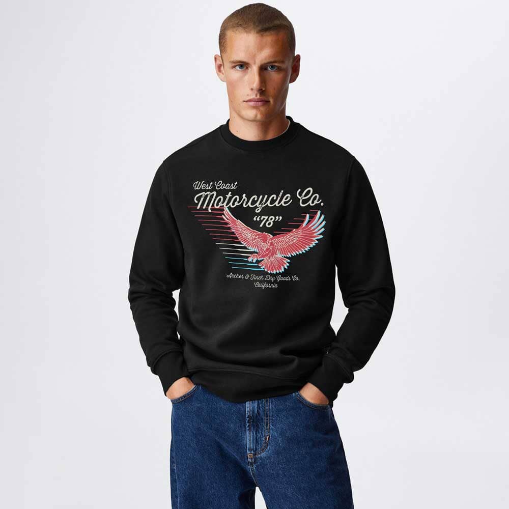 Archer & Finch Men's West Co Motorcyle Printed Sweat Shirt Men's Sweat Shirt LFS 