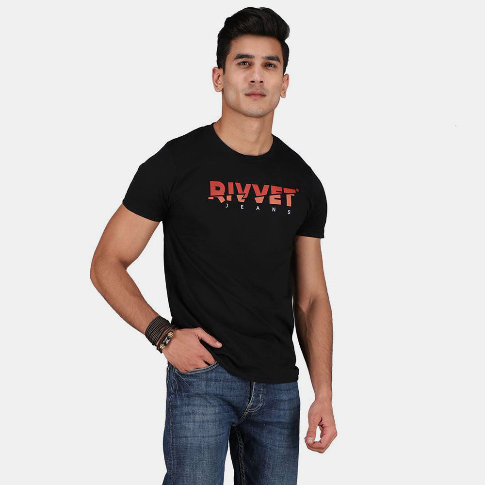 Rivvet Men's Logo Printed Crew Neck Tee Shirt Men's Tee Shirt RTJ 