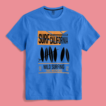 Royal Gold Men's Surf California Printed Short Sleeve Tee Shirt Men's Tee Shirt SZK 