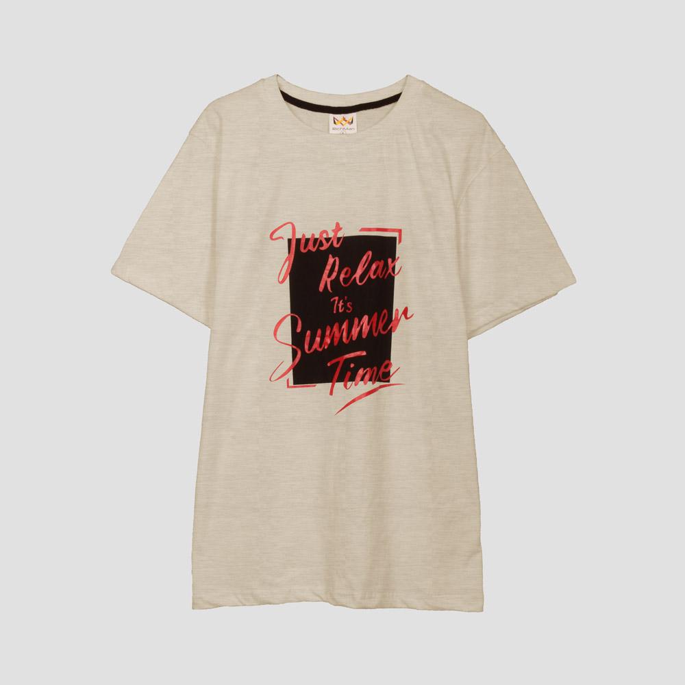 RichMan Just Relax Its Summer Time Printed Tee Shirt Men's Tee Shirt ASE Oatmeal S 