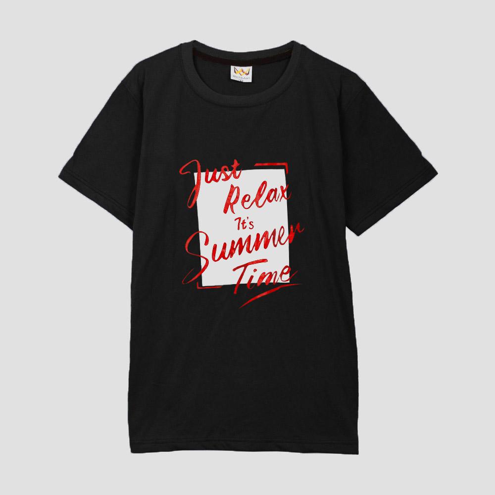 RichMan Just Relax Its Summer Time Printed Tee Shirt Men's Tee Shirt ASE Black S 