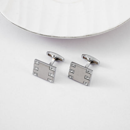 Men's Silver Square Stylish Cufflinks Set Men's Accessories ALH 