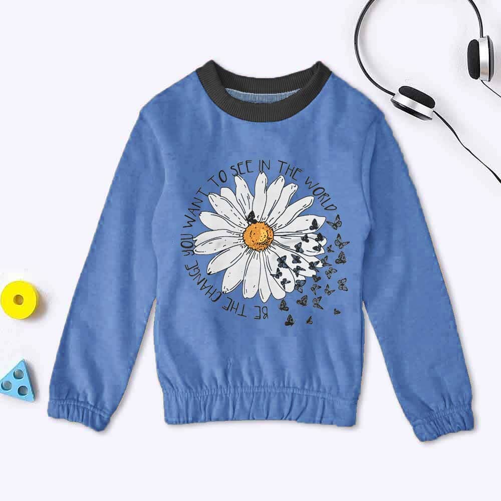 Lyallpur Girl's Sun Flower Printed Terry Sweat Shirt Girl's Sweat Shirt LFS 