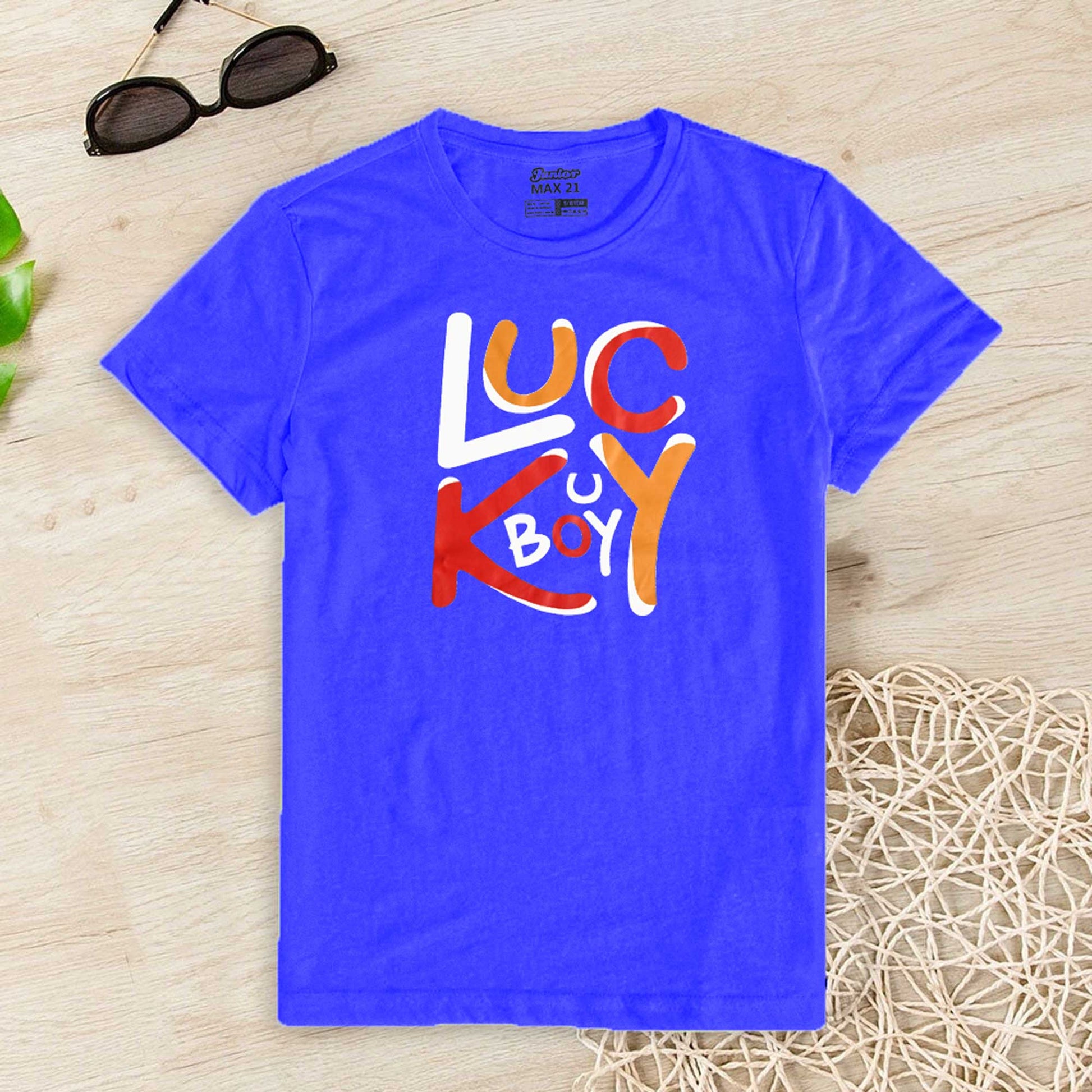 Junior Kid's Lucky Boy Printed Tee Shirt Boy's Tee Shirt SZK Blue 3-4 Years 