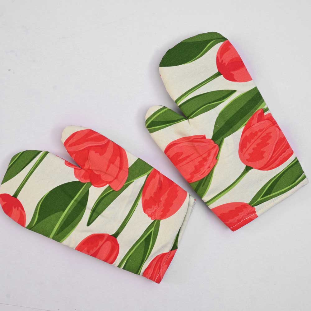 Quimper Cotton Heat Resistant Oven Gloves Pair Kitchen Accessories De Artistic D6 